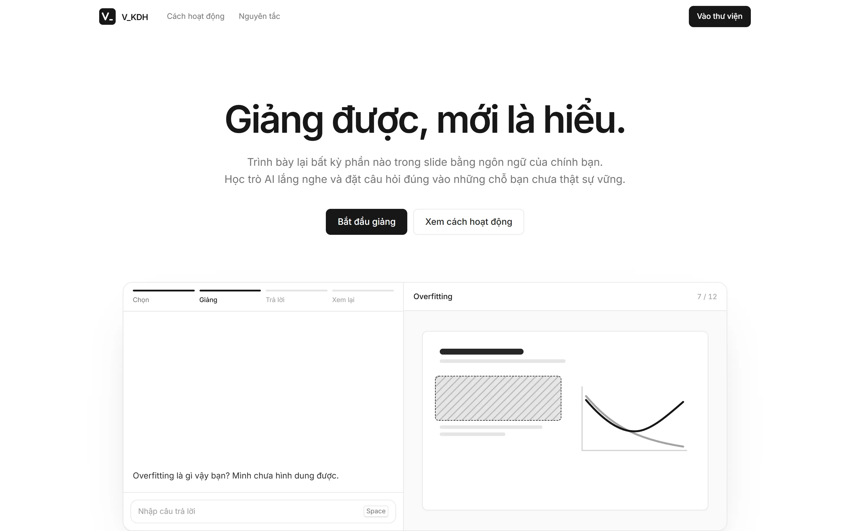 Kẻ Độc Hành landing page with the headline 'Giảng được, mới là hiểu.'